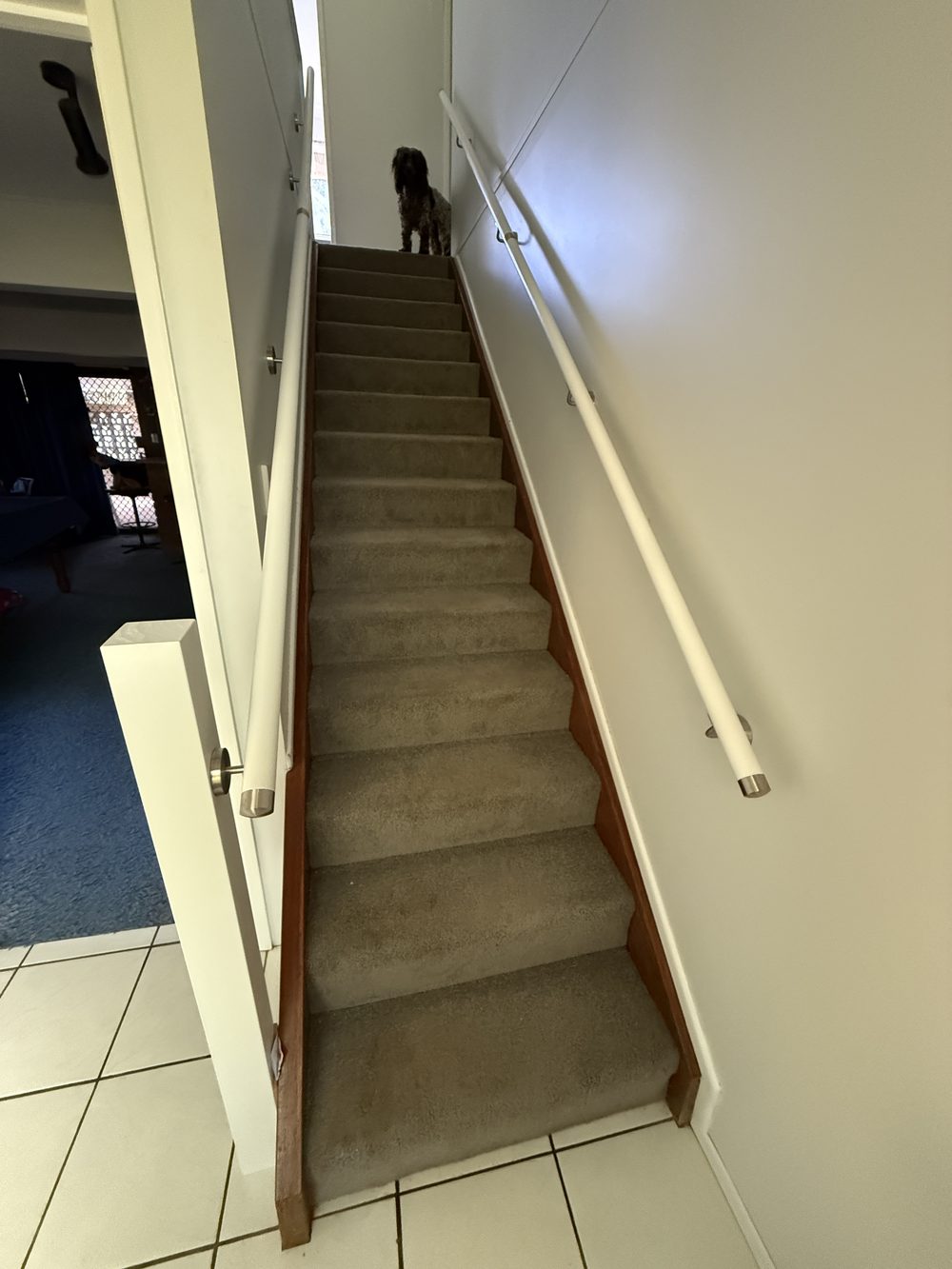 Handrail fitted the full length of an internal stair
